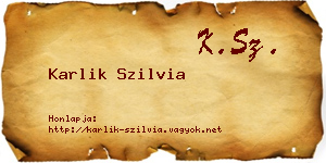 Karlik Szilvia névjegykártya
